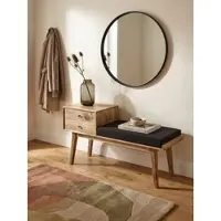 KADIMA DESIGN Sitzbank Stoff / Massivholz Bank 120x65x40 cm im Retro Stil, Flur | Gr.: onesize