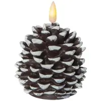 MARELIDA LED Kerze Kieferzapfen Tannenzapfen flackernd H: 10,5cm in braun, weiß | Gr.: onesize