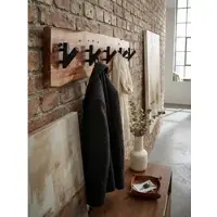 KADIMA DESIGN Wandgarderobe Akazie Massivholz Metall Modern 60x17x9 cm