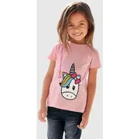 Kidsworld T-Shirt "für kleine Mädchen" Kurzarm, basic geschnittene Passform, mit Glitzerdetails und Print