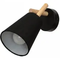 Licht-Erlebnisse Wandlampe Schwarz Stoff Holz Skandinavisch E27 Wandleuchte Wohnzimmer Schlafzimmer Flur