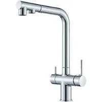 ARI 3-Wege Küchenarmatur Venom mit Wasserfilter-Anschluss, herausziehbare Brause, 360° schwenkbar, getrennte Wasserwege, Keramikkartusche INOX
