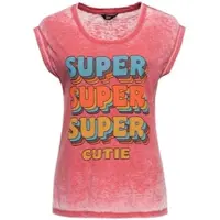 Queen Kerosin Enzym Wash T-Shirt Super Cutie in rot | Gr.: M
