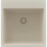 PrimaGran Spülbecken Beige 48x50cm, Granitspüle 1 Becken + Ablauf-Set, Küchenspüle ab 50er Unterschrank - Riga
