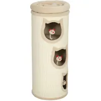 SUGIFT Kratzbaum Katze Katzenkratzfass 4-Ebenen-Katzenturm waschbarem Bett Grau