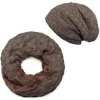 StyleBREAKER Strick Schal und Mütze Set in Taupe | Gr.: onesize