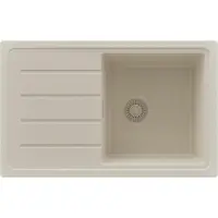 PrimaGran Spülbecken Beige 70x44cm, Granitspüle 1 Becken + Ablauf-Set, Küchenspüle ab 45er Unterschrank - Kopenhagen Easy