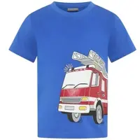 Kidsworld T-Shirt "Cooles Shirt mit Feuerwehr Folienprint" für Jungen, Kurzarm, mit Glitterdruck, Basic Passform