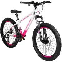 DaviBikes Kinderfahrrad Davi Bella Aluminium 24 Zoll, 130–160 cm, 21 Gänge, Rosa/Weiß