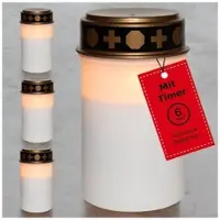 Novaliv LED Grablicht mit Batterie und Timer 6/18 weiß 4x Dauerbrenner in Weiß | Gr.: onesize