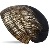 StyleBREAKER Feinstrick Beanie Mütze in Dunkelblau / Gold | Gr.: onesize