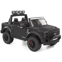 HECHT Kinder Elektroauto Ford F450 Black | 4 x 35 W Motoren | bis 6 km/h | Mit Fernbedienung | Mit Musikfunktion |