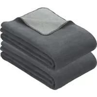 Erwin Müller Baumwollmischung Wohndecke 2er-Pack Matera in grau/silber | Gr.: 150-x-200-cm