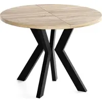 WFL GROUP Runder Esstisch Ausziehbar 80-130 cm – Verlängerbar, für 4-6 Personen mit Schwarzen Holzbeinen – Tisch für Wohnzimmer & Esszimmer in Eiche Sonoma Hellbraun