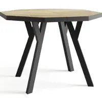WFL GROUP Moderner Runder Ausziehbarer Esstisch Desmond mit Schwarz Holzbeinen – Erweiterbar bis 150 cm, Ideal für 4 bis 8 Personen - Loft-Stil Tisch für Esszimmer oder Küche - Sonoma Eiche
