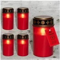 Novaliv Grablicht LED mit Batterie und Timer 6/18 5 Stück rot Dauerbre in Rot | Gr.: onesize