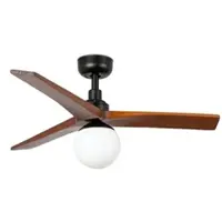 Faro 342781B klim s schwarzer ventilator mit walnussholzflügeln und beleuchtung. Durchmesser 92,5 cm, Höhe 34,8 cm.