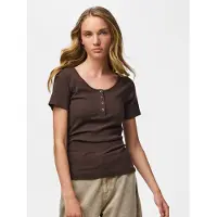 Pieces Kurzarmshirt "PCKITTE SS TOP NOOS BC" Baumwollmischung, slim fit
