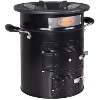 DELUKE Raketenofen LOTI Edelstahl Schwarz 29,5x26,5x26,5cm Rocket Stove für Dutch Oven Rocketstove für Grillpfanne