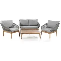 Prestige Home Living Outdoor 11tlg. Lounge-Set aus Akazienholz und Rope-Geflecht inkl. Polsterauflage - Grau