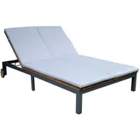 Prestige Home Living Outdoor Doppel Sonnenliege mit Rädern aus Akazienholz, ca. 202 x 120 x 31 cm