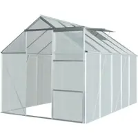 GreenYard Aluminium Gewächshaus mit Dachfenster "Boston", ca. 310 x 190 x 193 cm - Silber