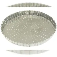 Gobel - Tortenform, geriffelt, perforiert - Weißblech - fester Boden - Ø 30 cm H 2,8 cm - 126345