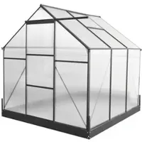 GreenYard Aluminium Gewächshaus mit Dachfenster "Hanoi" , ca. 190 x 190 x 207 cm - Silber