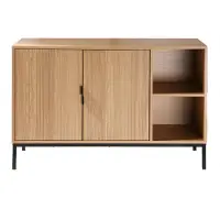 CALICOSY - Buffet mit 2 Türen und 2 offenen Fächern in Holzrillenoptik L110 cm - TARA