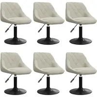 vidaXL Esszimmerstühle 6 Stk. Drehbar Creme Samt