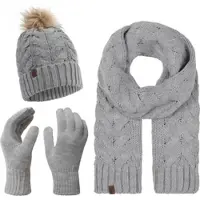 Rock Creek Schal Mütze Handschuhe Set in Grau | Gr.: onesize