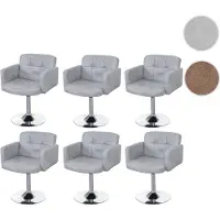 Mendler 6er-Set Esszimmerstuhl Orlando, Drehstuhl Stuhl, WildKunstleder Chrom MVG- vintage grau