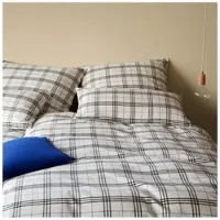 Elegante Soft-Flanell-Kissenbezug einzeln Livingston Farbe Creme-Schwarz Größe 80x80 AL