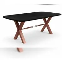 SIT Möbel Esstisch 240x100 cm | 30 mm Platte Mango schwarz | X-Stahlgestell antikbraun | B 240 x T 100 x H 76 cm | 16149-00 | Serie TABLES & CO