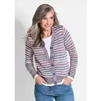 Goldner Langarm Jacke Damen mit Grafikmuster und V-Ausschnitt in bunt / gemustert | Gr.: 42