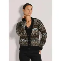 MADELEINE Luxuriöse Jacquard-Strickjacke mit V-Ausschnitt in schwarz / wollweiß / beige | Gr.: 40