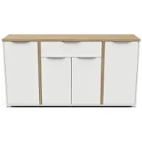 CALICOSY Sideboard 4 Türen und 1 Schublade Nachbildung Eiche und matt Weiß B160,7 cm - ACCESS