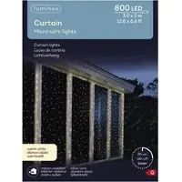 Lumineo Lichtvorhang CURTAIN LIGHTS 800 LED 3,9x2 m warm weiß, transp.