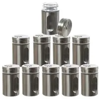 GAUMENKICK 10x Gewürzstreuer Edelstahl Sichtfenster 3 Streumöglichkeiten H: 8cm in silber | Gr.: onesize
