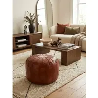 KADIMA DESIGN Sitzhocker Echtleder 52 x 40 x 52 cm Ottomane Wohnzimmer | Gr.: onesize