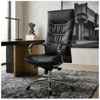 KADIMA DESIGN Bürostuhl Echt-Leder schwarz Schreibtischstuhl | Gr.: onesize