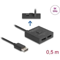 DeLOCK DisplayPort Switch 2 auf 1 bidirektional 8K, DisplayPort, Kunststoff, Schwarz, 3840 x 2160, 7680 x 4320, 7680 x 4320 Pixel, 55 mm
