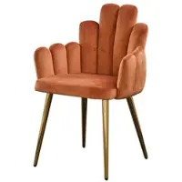 KAWOLA Stuhl FREJA Esszimmerstuhl Velvet orange Fuß gold
