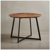 KADIMA DESIGN Couchtisch 60x60x45 cm Sheesham Massivholz / Metall Sofatisch Rund, Design Wohnzimmertisch Kaffeetisch Massiv, Kleiner Tisch Beistelltisch Wohnzimmer Modern