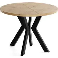 WFL GROUP Runder Esstisch Ausziehbar 80-130 cm – Verlängerbar, für 4-6 Personen mit Schwarzen Holzbeinen – Tisch für Wohnzimmer & Esszimmer in Eiche Artisan Hellbraun