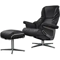 KAWOLA Sessel MODO Relaxsessel drehbar Leder schwarz mit Hocker