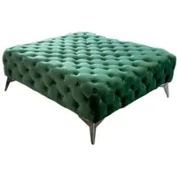 KAWOLA Hocker NARLA Chesterfield Velvet grün 110x110cm
