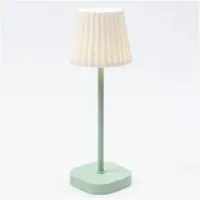 MARELIDA LED Garten Tischlampe - weißer Lampenschirm - 2 Helligkeitsstufen - H: 34cm - USB - für Außen - grün