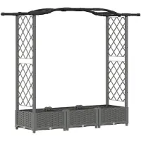 vidaXL Hochbeet mit Rankgitter und Dach Hellgrau 169 x 40 x 123 cm PP