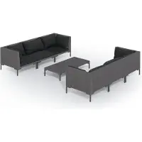 vidaXL 7-tlg. Garten-Lounge-Set mit Kissen Poly Rattan Dunkelgrau